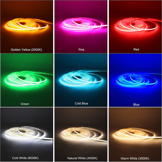 5mm COB LED Strip Lights – Flexible, Dimmable Room Accent Lighting