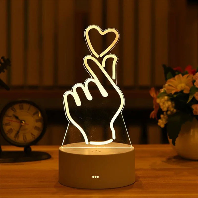 3D Acrylic LED Night Light – USB Plug-In Glow Lamp | Perfect Gift