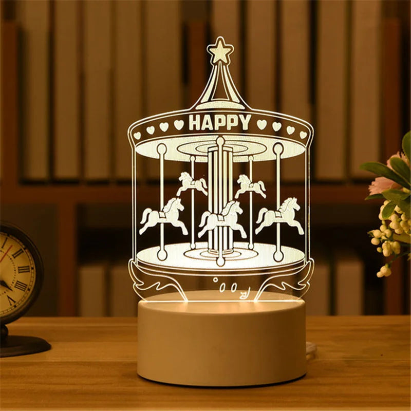 3D Acrylic LED Night Light – USB Plug-In Glow Lamp | Perfect Gift