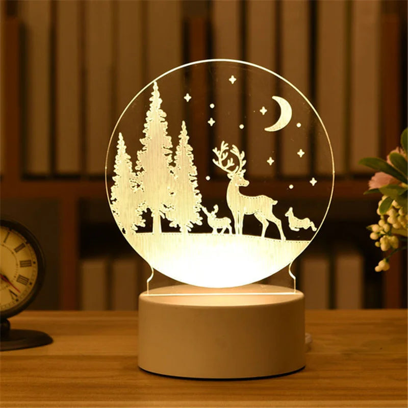 3D Acrylic LED Night Light – USB Plug-In Glow Lamp | Perfect Gift