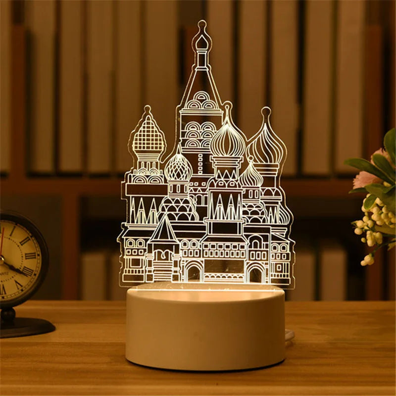 3D Acrylic LED Night Light – USB Plug-In Glow Lamp | Perfect Gift