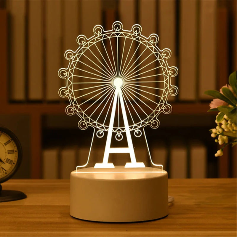 3D Acrylic LED Night Light – USB Plug-In Glow Lamp | Perfect Gift