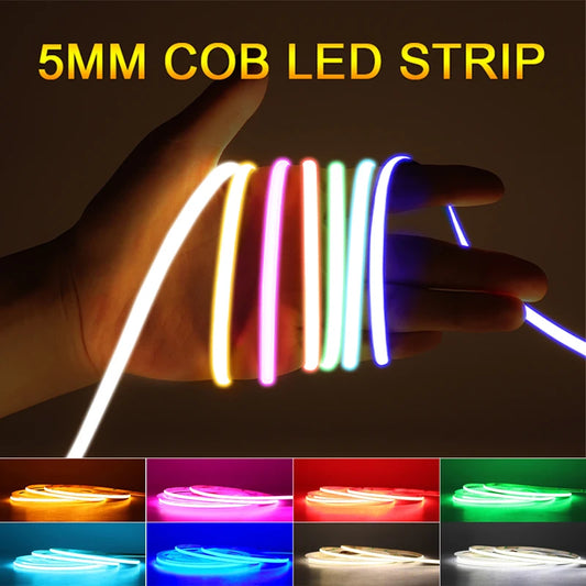 5mm COB LED Strip Lights – Flexible, Dimmable Room Accent Lighting