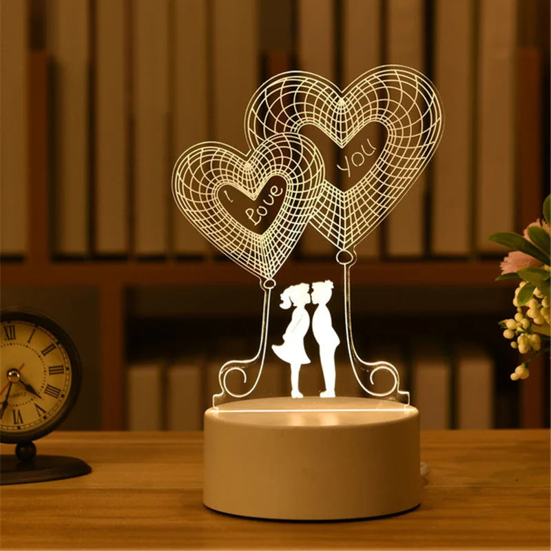 3D Acrylic LED Night Light – USB Plug-In Glow Lamp | Perfect Gift