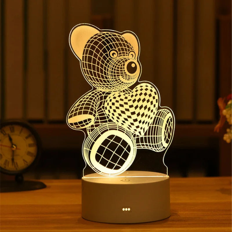 3D Acrylic LED Night Light – USB Plug-In Glow Lamp | Perfect Gift