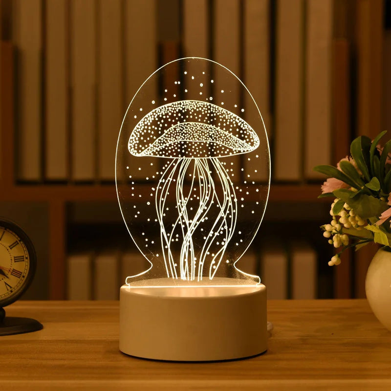 3D Acrylic LED Night Light – USB Plug-In Glow Lamp | Perfect Gift