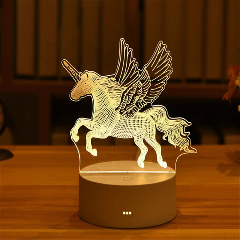 3D Acrylic LED Night Light – USB Plug-In Glow Lamp | Perfect Gift