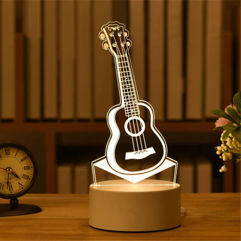 3D Acrylic LED Night Light – USB Plug-In Glow Lamp | Perfect Gift