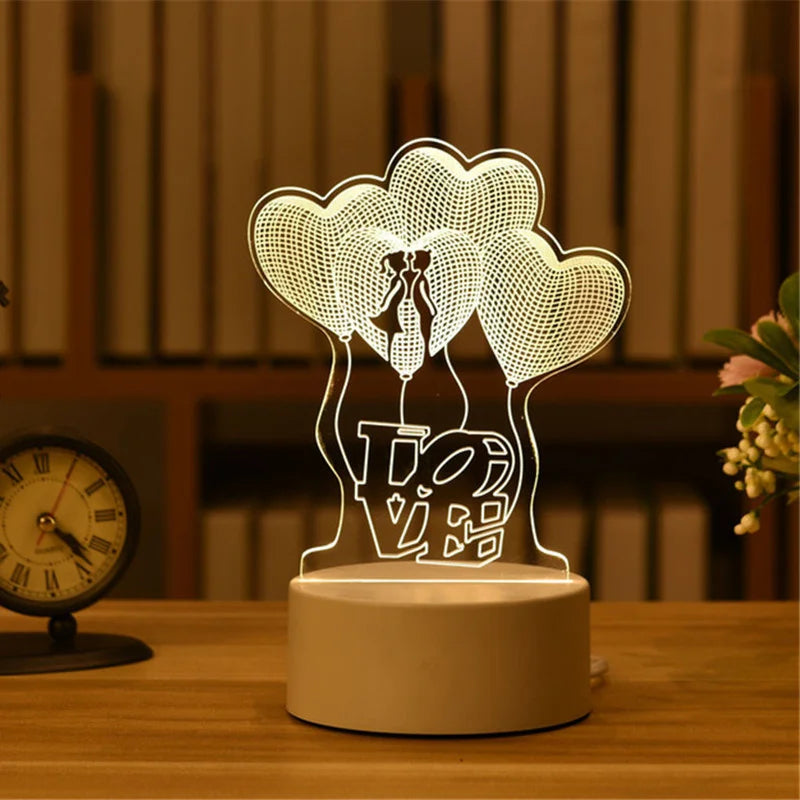 3D Acrylic LED Night Light – USB Plug-In Glow Lamp | Perfect Gift