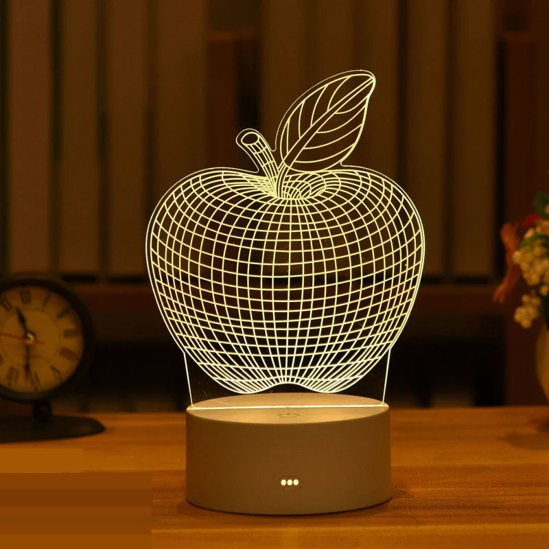 3D Acrylic LED Night Light – USB Plug-In Glow Lamp | Perfect Gift