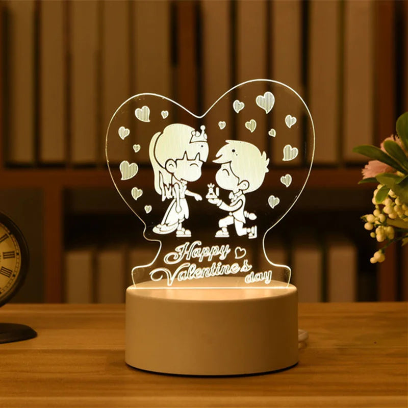 3D Acrylic LED Night Light – USB Plug-In Glow Lamp | Perfect Gift