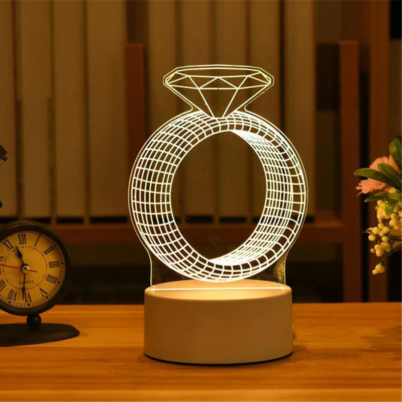 3D Acrylic LED Night Light – USB Plug-In Glow Lamp | Perfect Gift