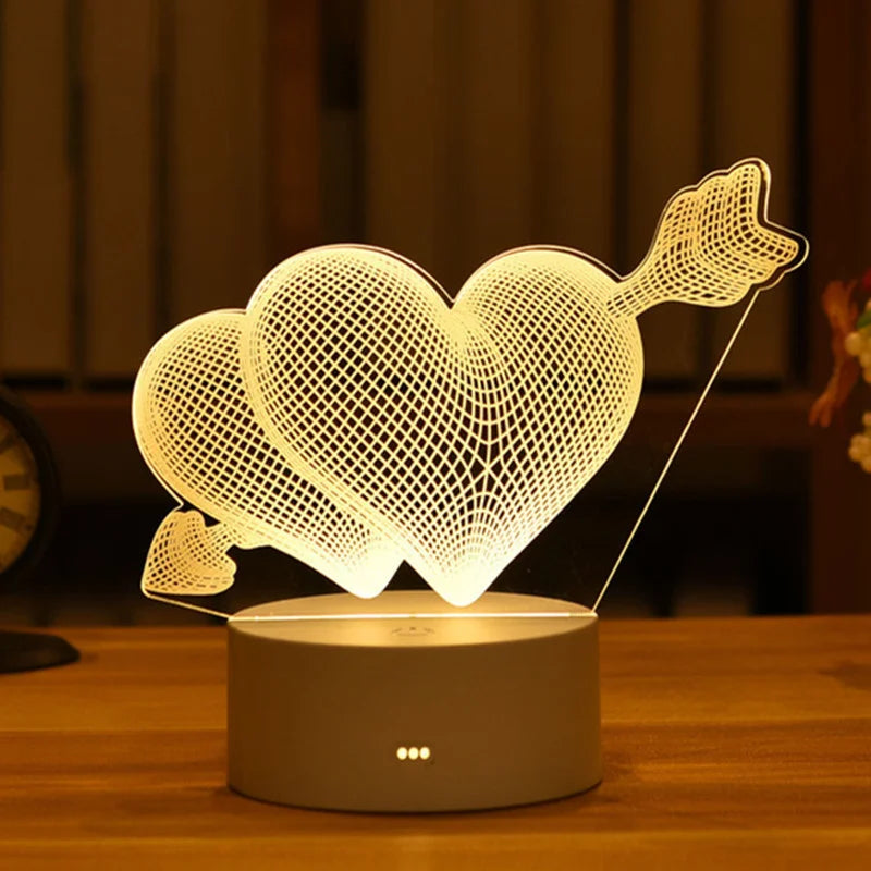 3D Acrylic LED Night Light – USB Plug-In Glow Lamp | Perfect Gift