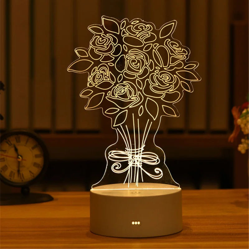 3D Acrylic LED Night Light – USB Plug-In Glow Lamp | Perfect Gift