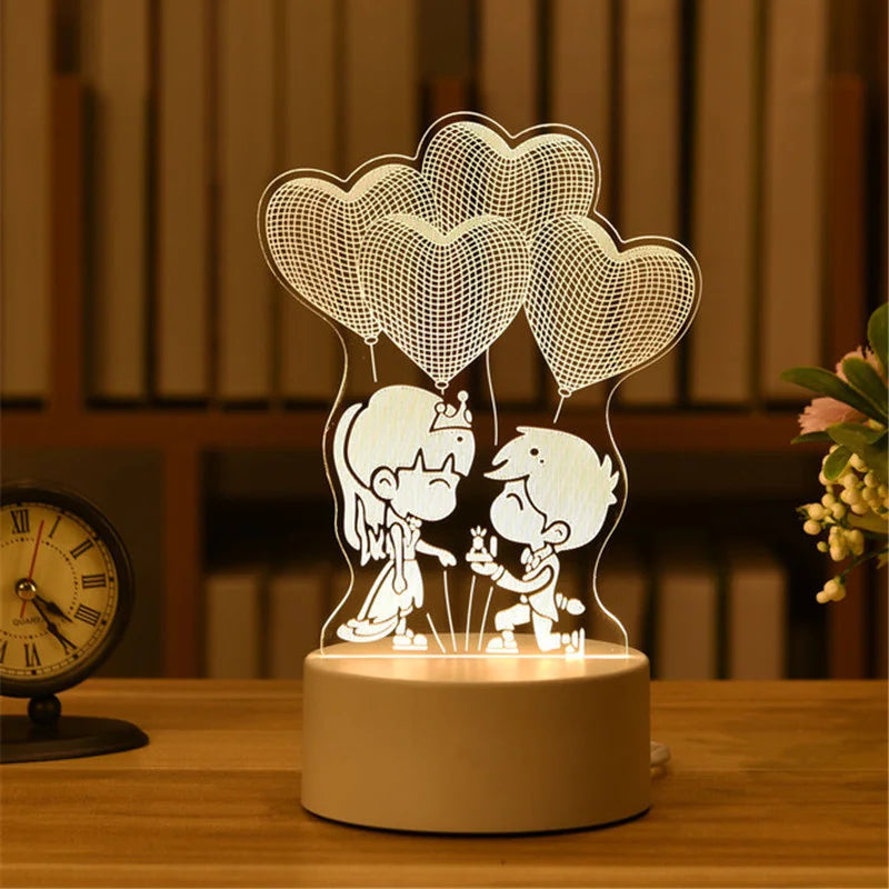 3D Acrylic LED Night Light – USB Plug-In Glow Lamp | Perfect Gift