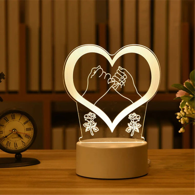 3D Acrylic LED Night Light – USB Plug-In Glow Lamp | Perfect Gift