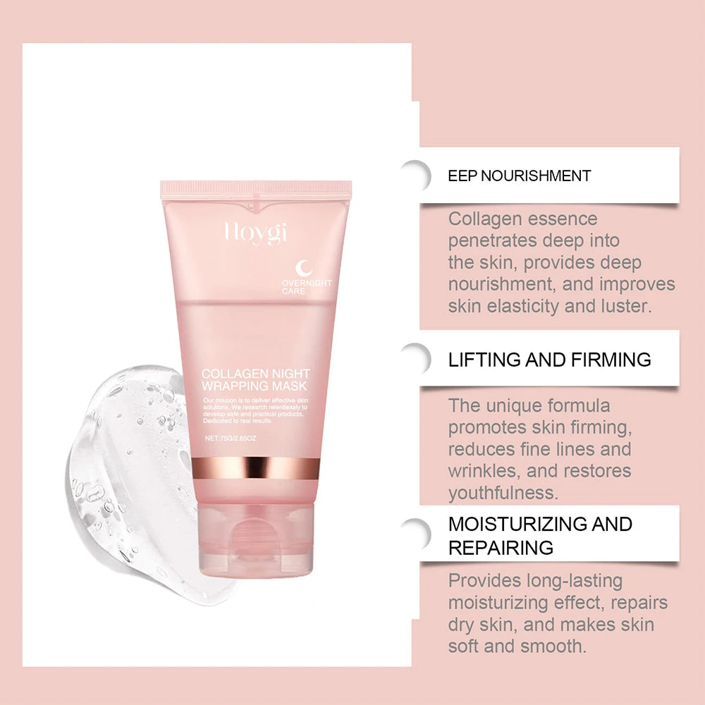 75ml Collagen Peel-off Face Mask Night Wrapping Mask + 50g Collagen Jelly Cream Firming Skin Moisturizing Facial Masks Cream