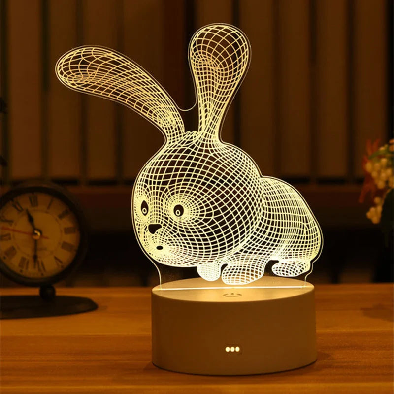 3D Acrylic LED Night Light – USB Plug-In Glow Lamp | Perfect Gift